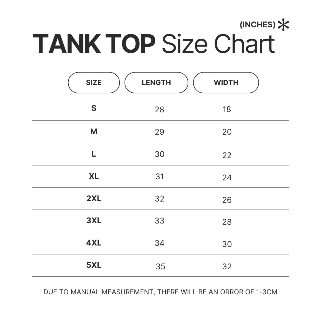 Tank Top Size Chart - Pac Man Shop