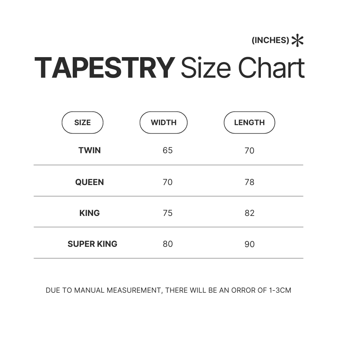 Tapestry Size Chart - Pac Man Shop