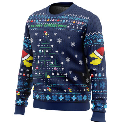 Christmas Tree Pac Man men sweatshirt SIDE FRONT mockup - Pac Man Shop