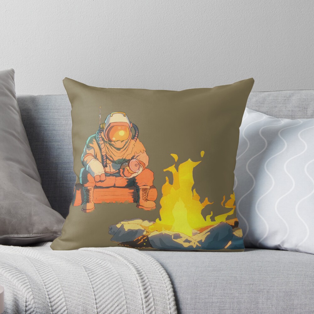 Gabbro Outer Wilds Hatchling Campfire Throw Pillow